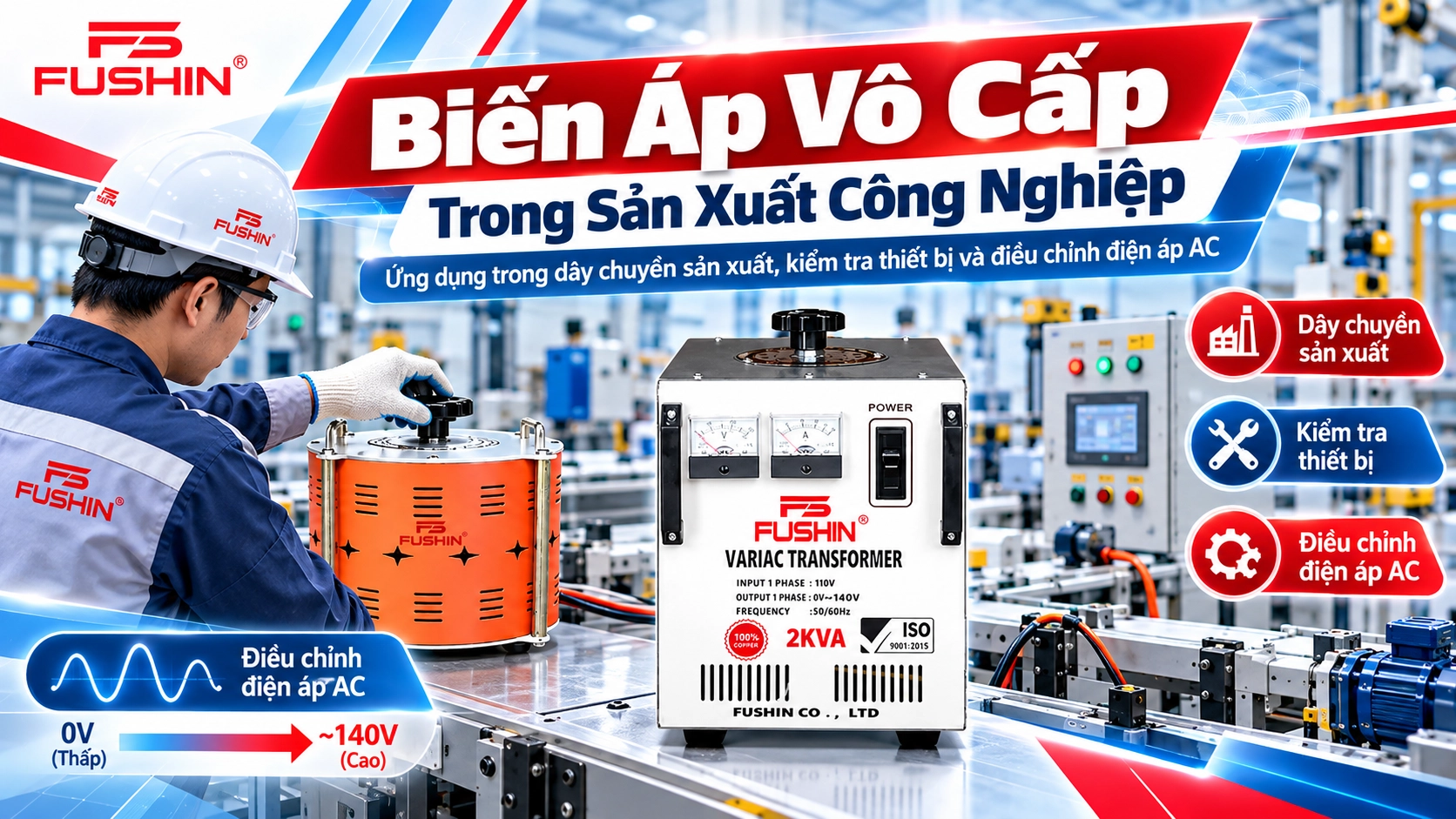 Ứng dụng biến áp vô cấp trong sản xuất công nghiệp và dây chuyền sản xuất