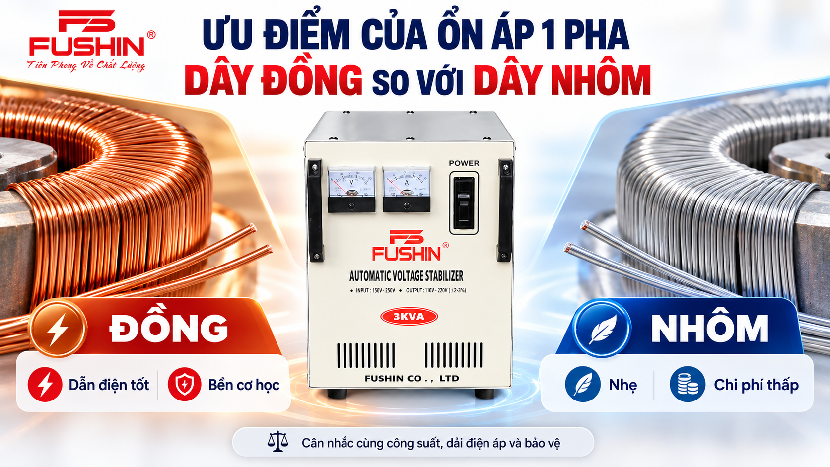 Ưu Điểm Của Ổn Áp 1 Pha Dây Đồng So Với Dây Nhôm