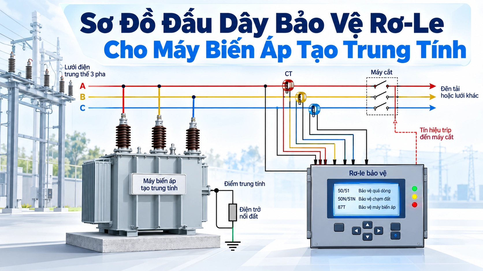Sơ Đồ Đấu Dây Bảo Vệ Rơ-Le Cho Máy Biến Áp Tạo Trung Tính