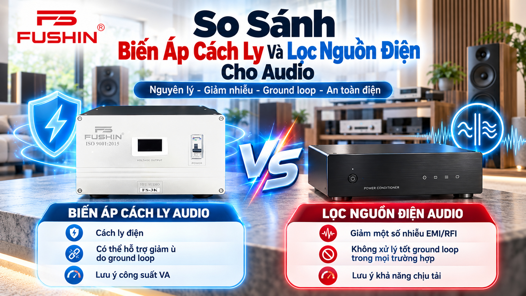 So Sánh Biến Áp Cách Ly Và Lọc Nguồn Điện Cho Audio