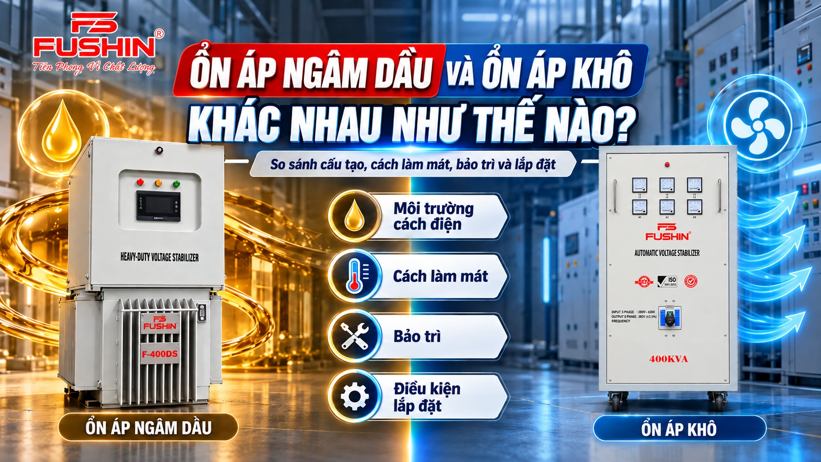 So sánh ổn áp ngâm dầu và ổn áp khô về cấu tạo và cách làm mát