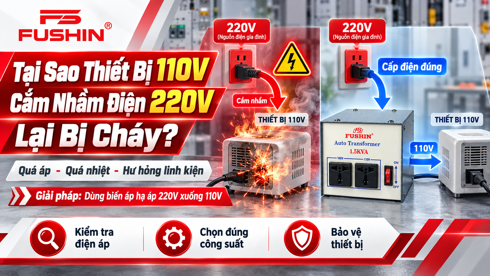 Tại sao thiết bị 110V cắm nhầm điện 220V lại bị cháy?