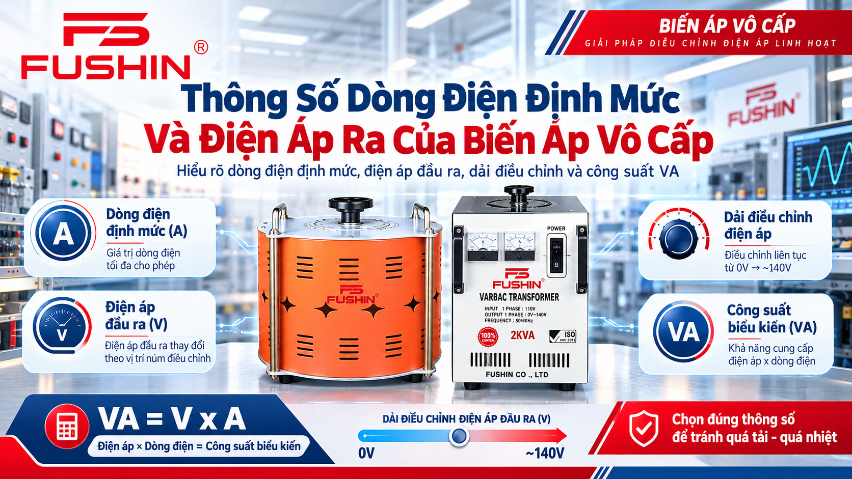 Thông Số Dòng Điện Định Mức Và Điện Áp Ra Của Biến Áp Vô Cấp